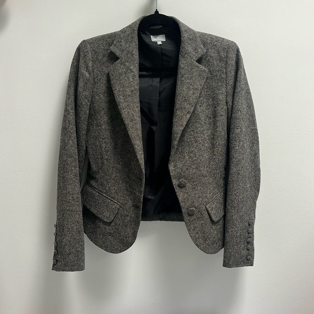 NAF NAF Gray Tweed Blazer Fitted Silhouette